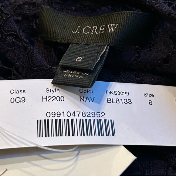 J. Crew, NWT, Lace Blouse with built-in Chemise. Navy, Size 6 - Picture 6 of 11
